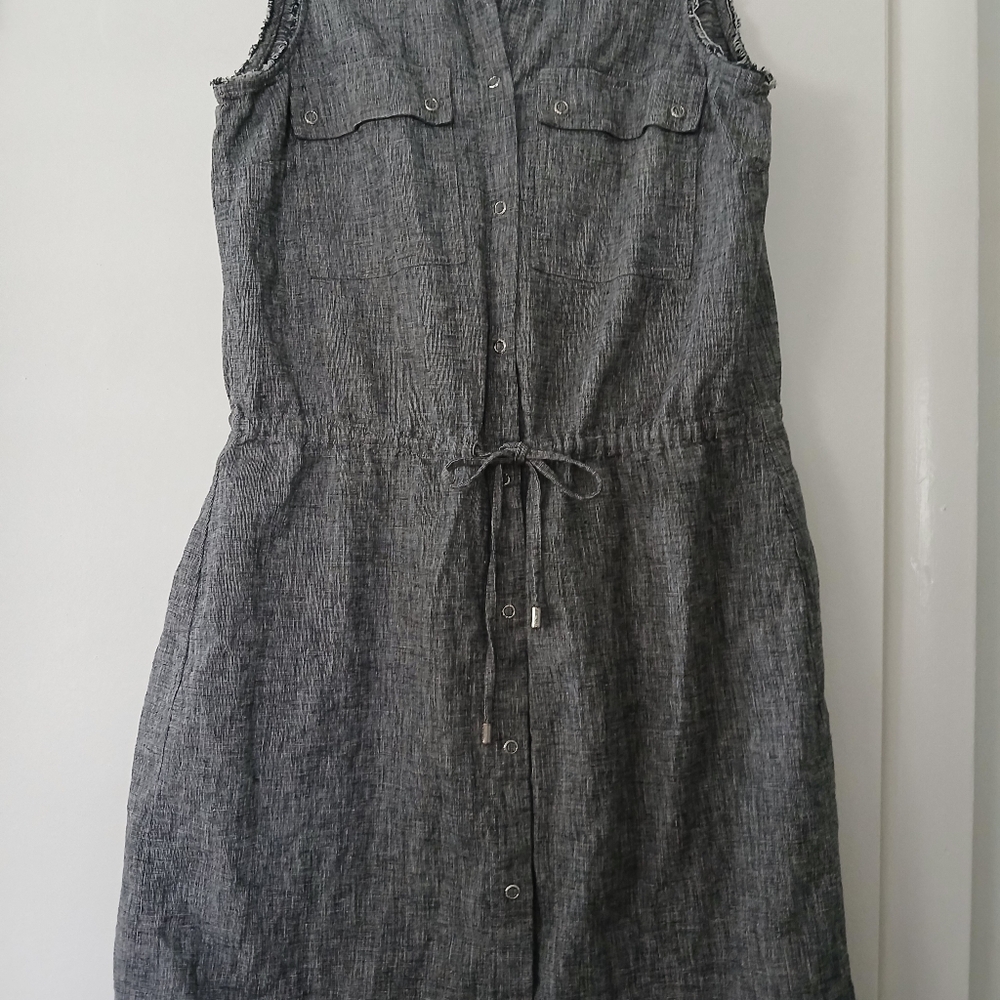 Sleeveless Gray Button-Up Dress MICHAEL Kors Size S